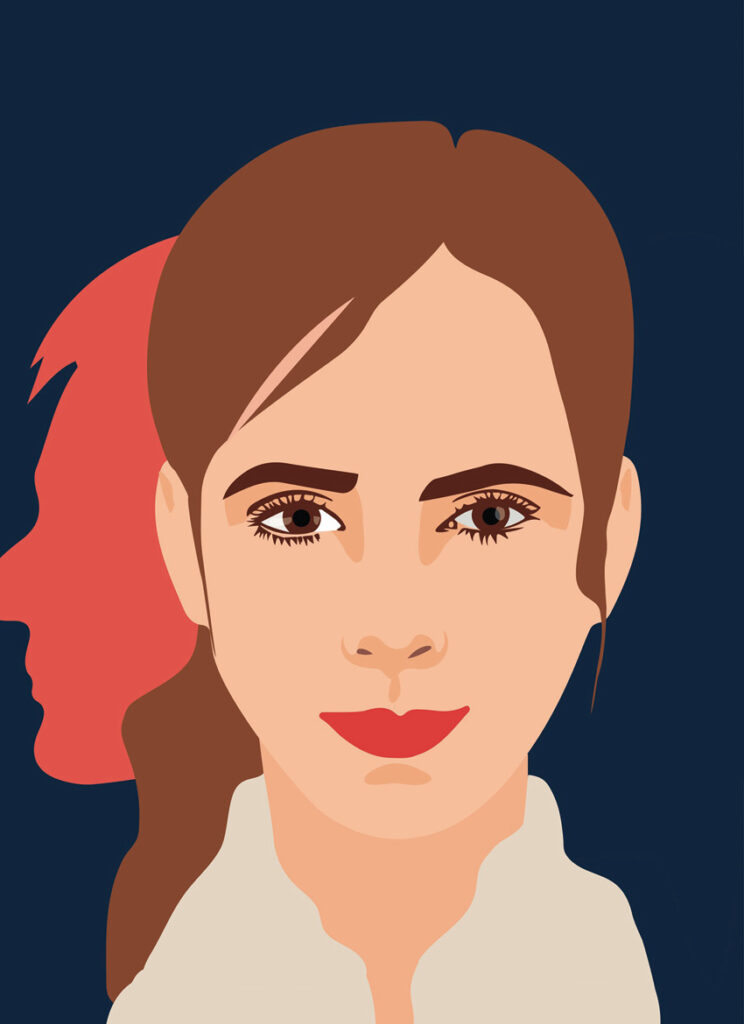 Emma Watson Schauspielerin und Aktivistin, lllustration © Camila Pinheiro, aus: Wenn nicht ich, wer dann?, Sieveking Verlag