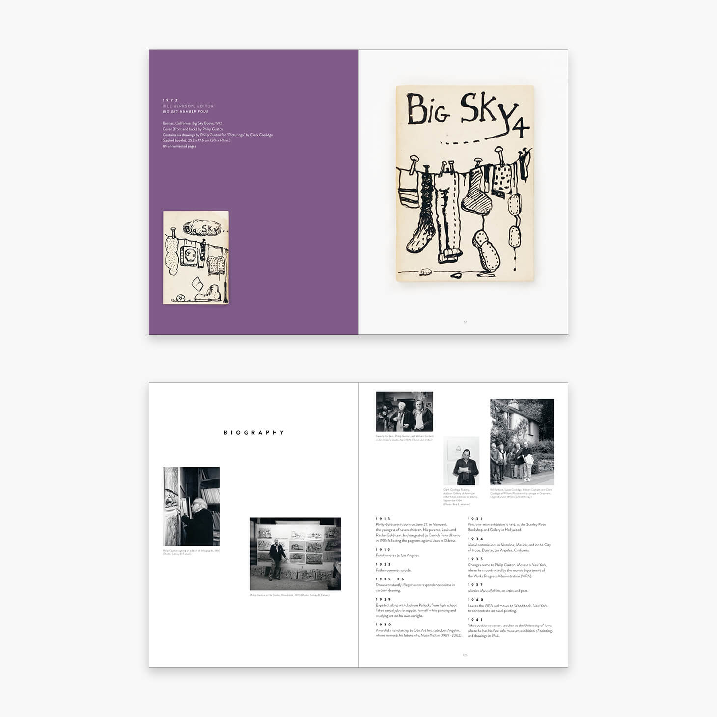 Doppelseiten aus Philip Guston Drawings for Poets